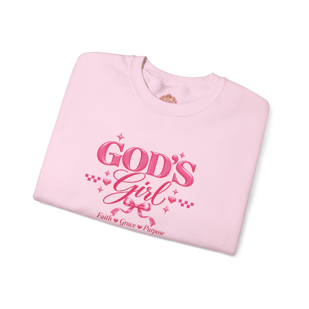 God’s Girl Christian Crewneck Sweatshirt – Pink Faith, Grace & Purpose Pullover