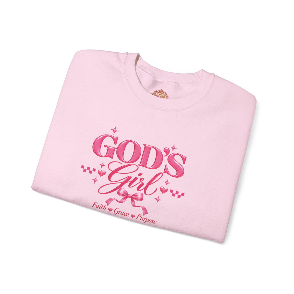 God’s Girl Christian Crewneck Sweatshirt – Pink Faith, Grace & Purpose Pullover