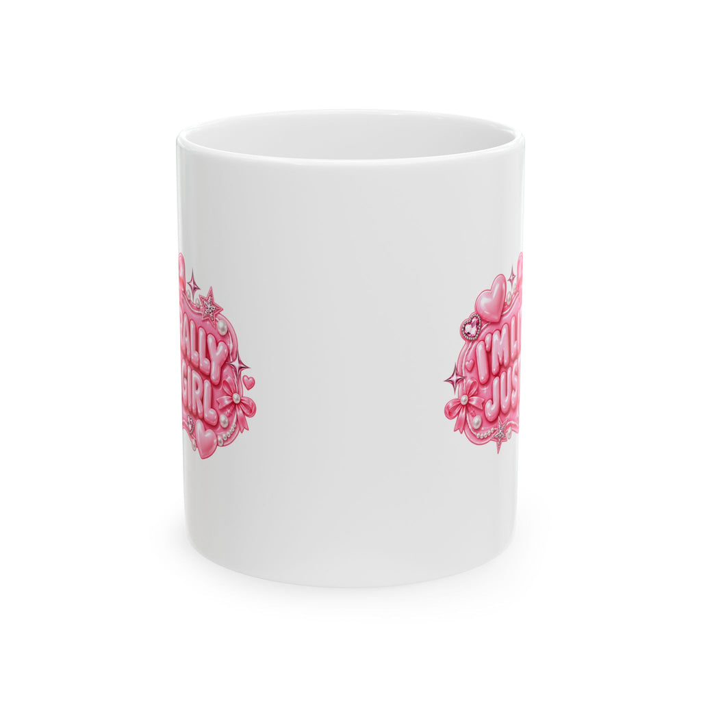 I'm Literally Just A Girl -  Ceramic Mug — Pink Heart, Sparkle and Bows Coffee Cup (11oz & 15oz)