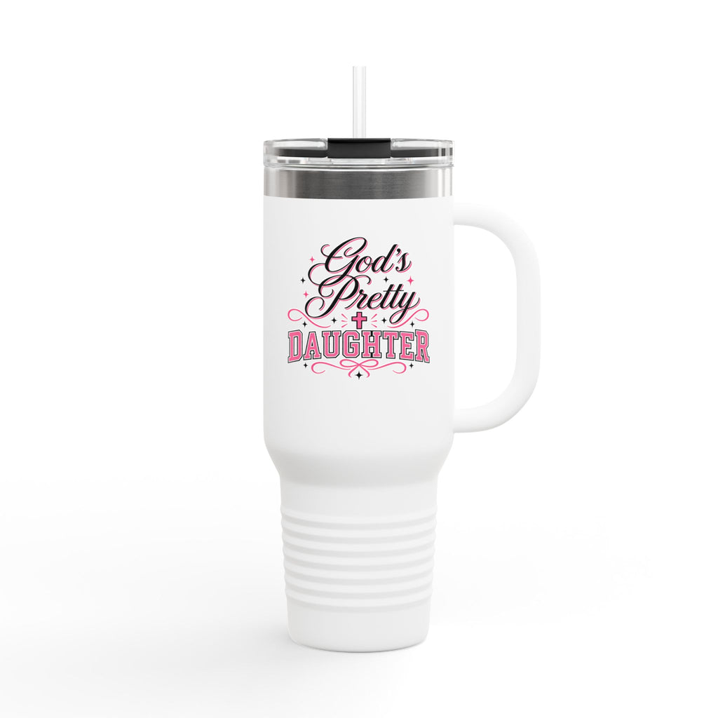 God’s Pretty Daughter 40 oz Tumbler with Handle & Straw – Pink Christian Travel Cup for Women | Faith-Based Gift