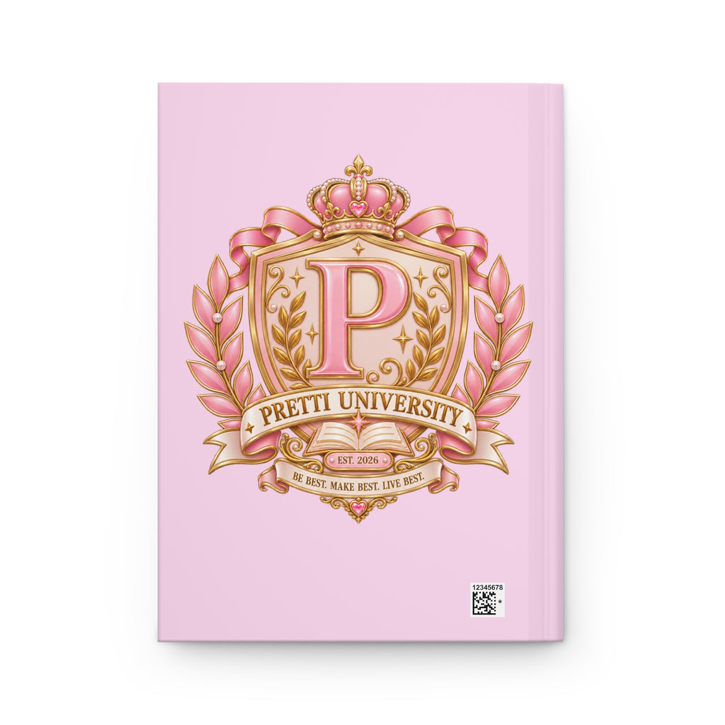 Pretti University Pink Crest Hardcover Journal