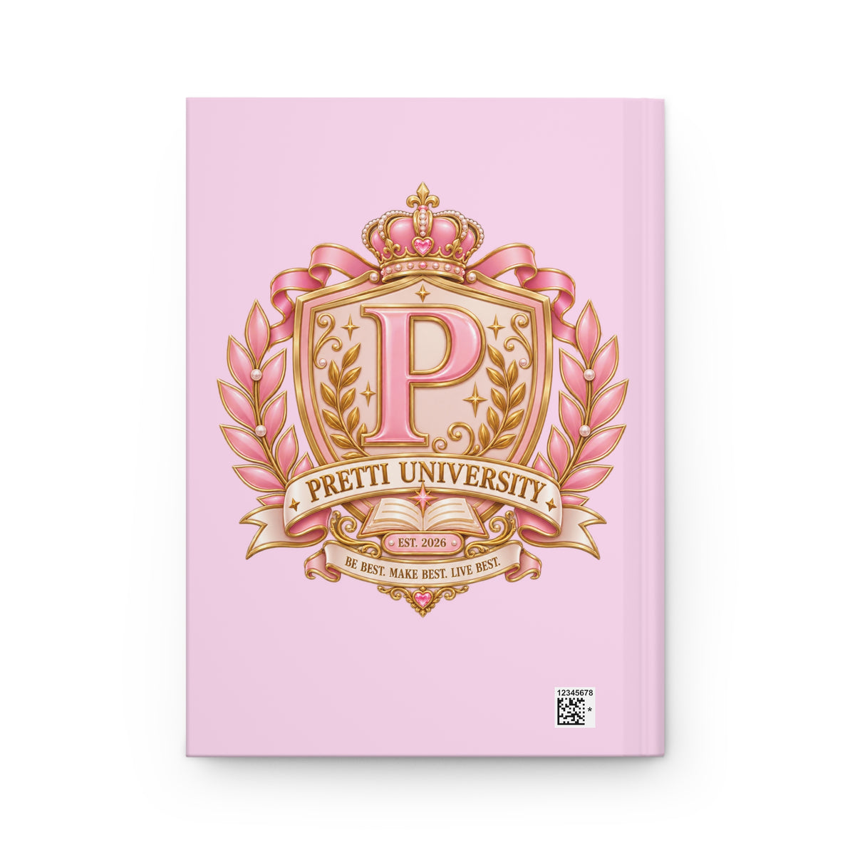 Pretti University Pink Crest Hardcover Journal