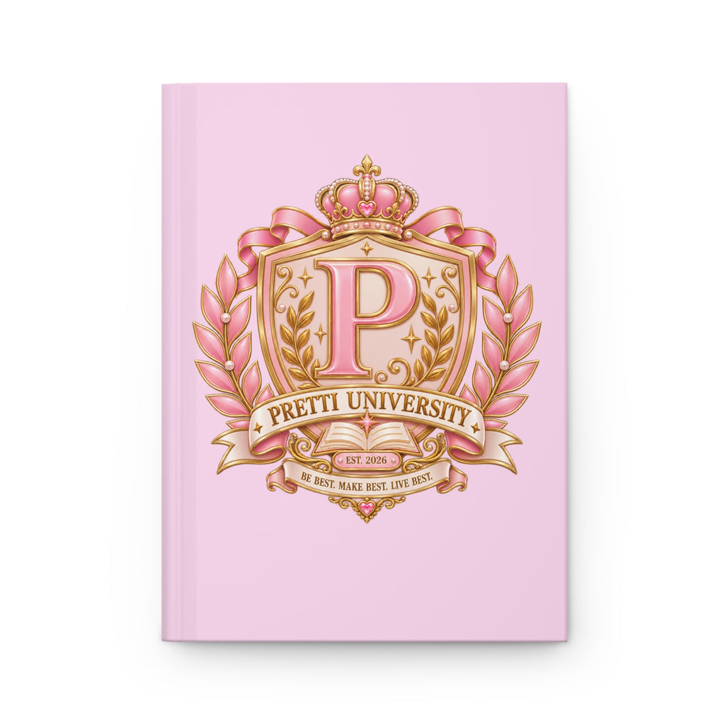 Pretti University Pink Crest Hardcover Journal