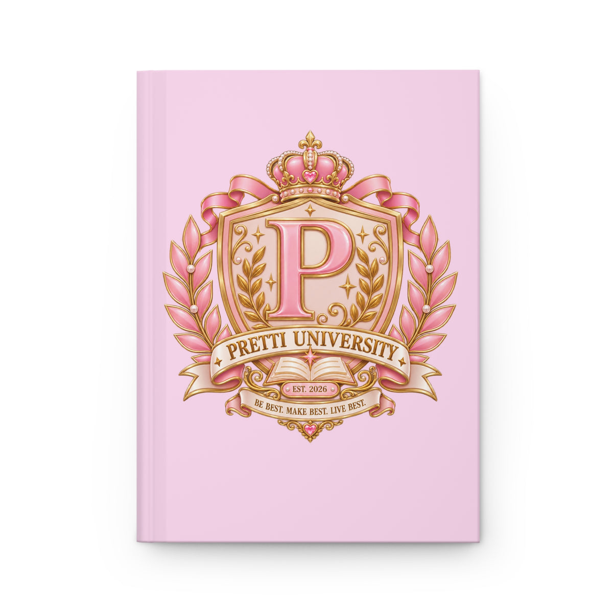Pretti University Pink Crest Hardcover Journal