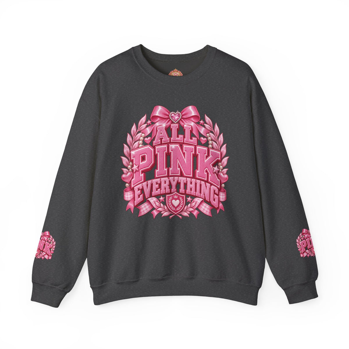 All Pink Everything Crewneck Sweatshirt – Pink Collegiate College Girl Pullover, Preppy Girly Sweatshirt
