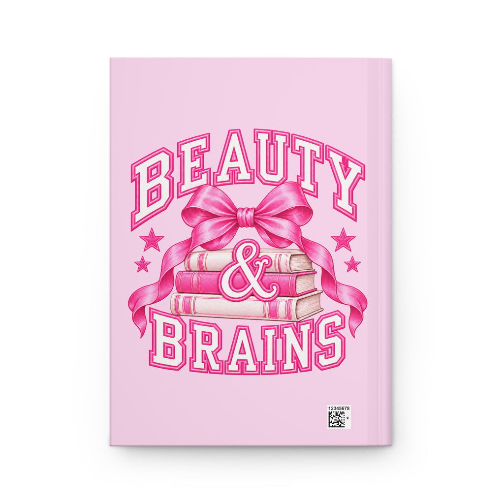Beauty & Brains Hardcover Journal — Pink Lined Notebook for Students & Feminists