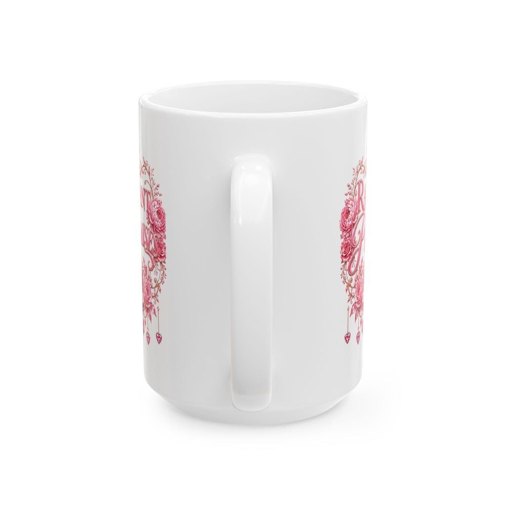 Floral Heart Ceramic Mug – Romantic Pink Rose Coffee Cup (11oz & 15oz)