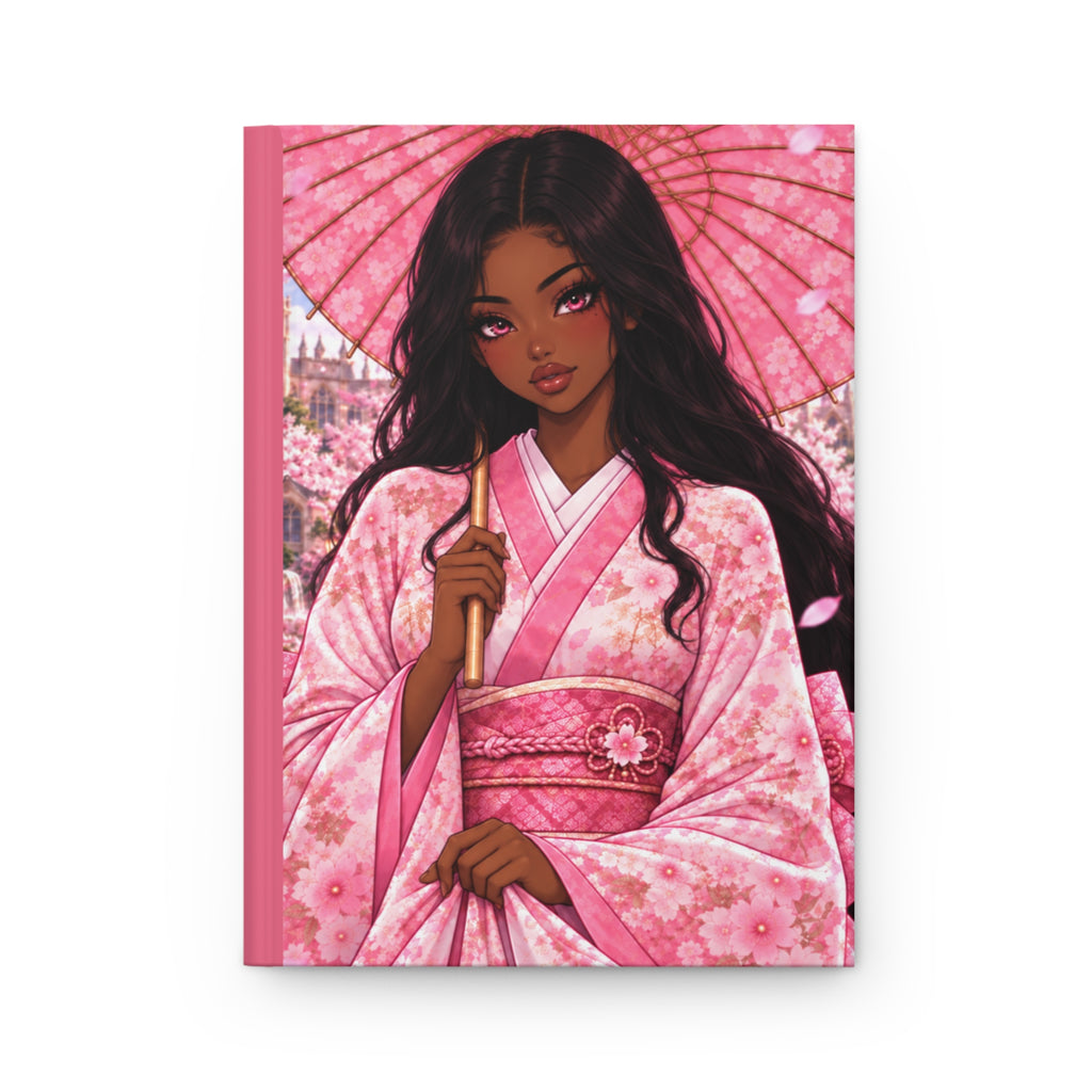 Pink Sakura Girl Hardcover Journal – Feminine Cherry Blossom Notebook | Pretti University Aesthetic