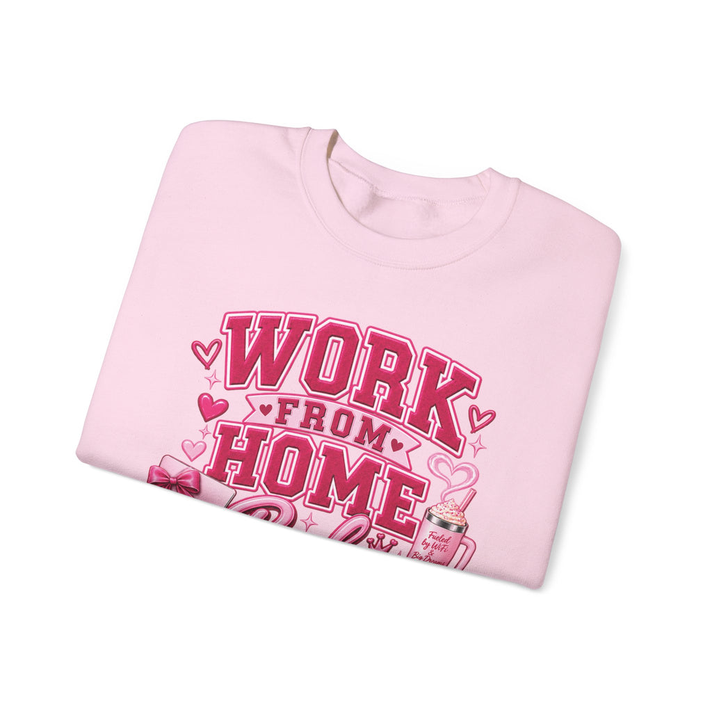 Work From Home Babe Crewneck Sweatshirt — Cute Pink WFH Cozy Pullover