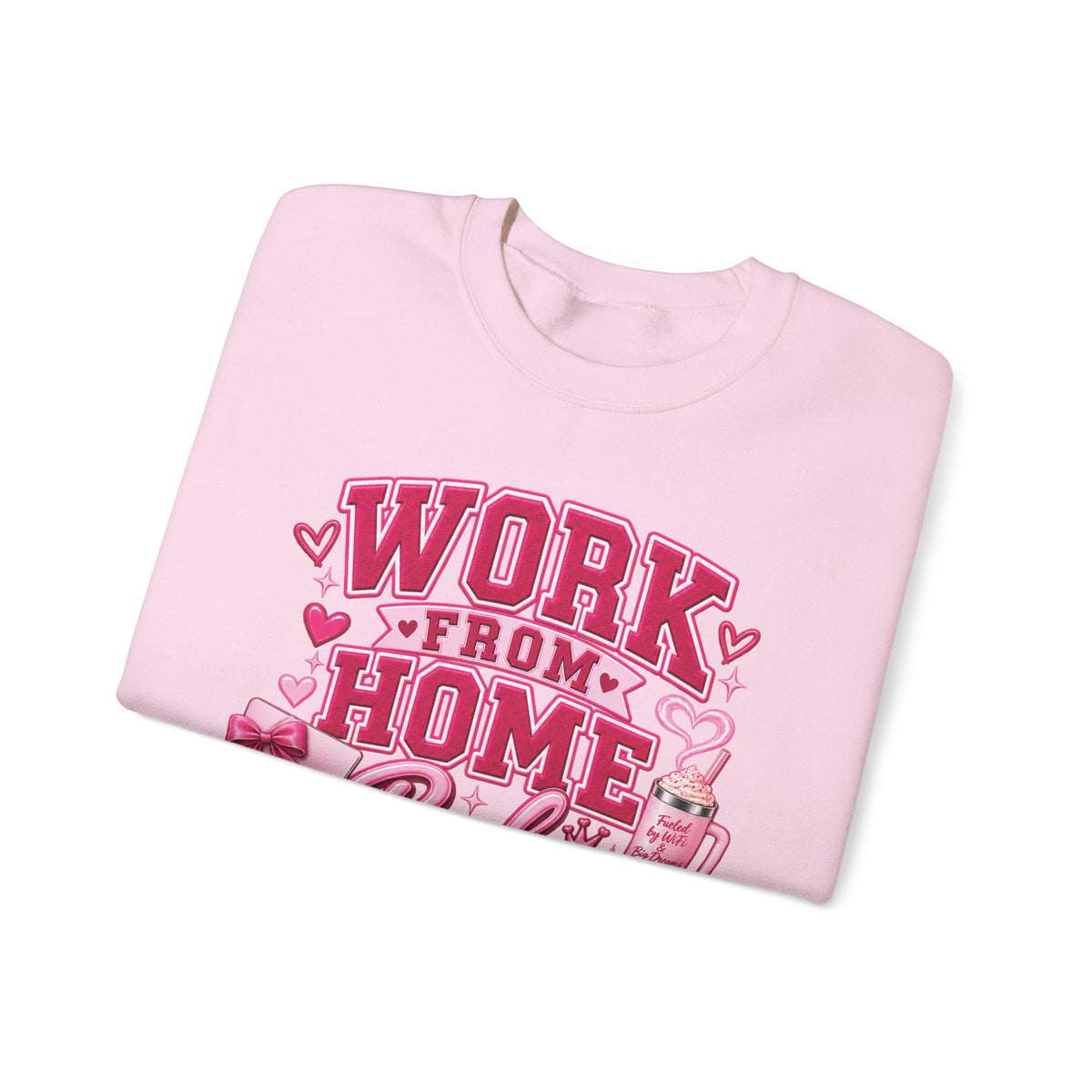 Work From Home Babe Crewneck Sweatshirt — Cute Pink WFH Cozy Pullover
