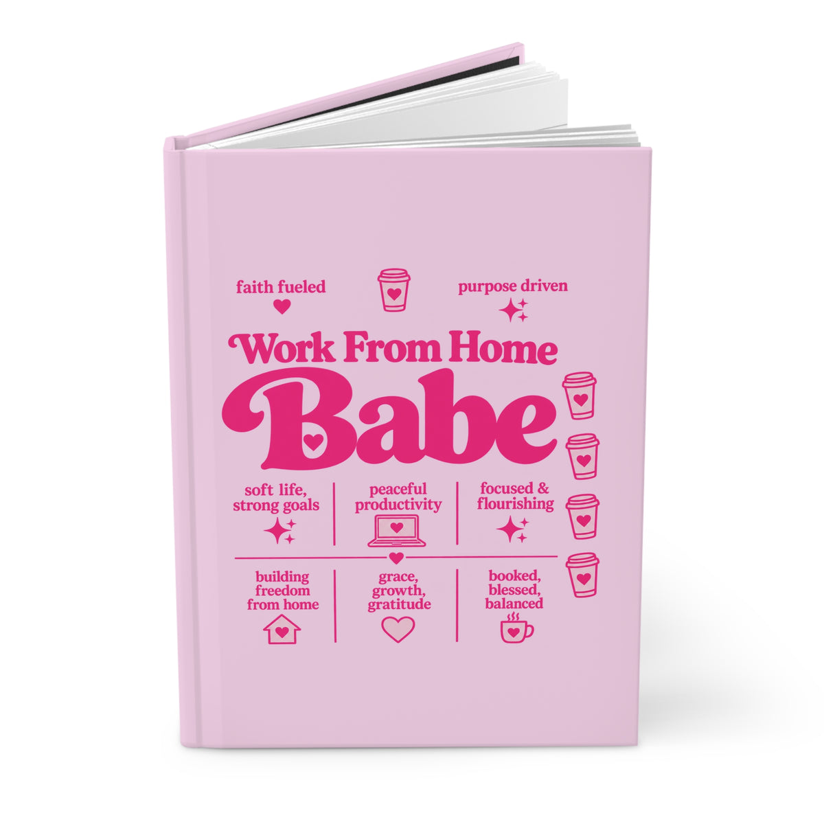 Work From Home - Pink Crest Hardcover Journal