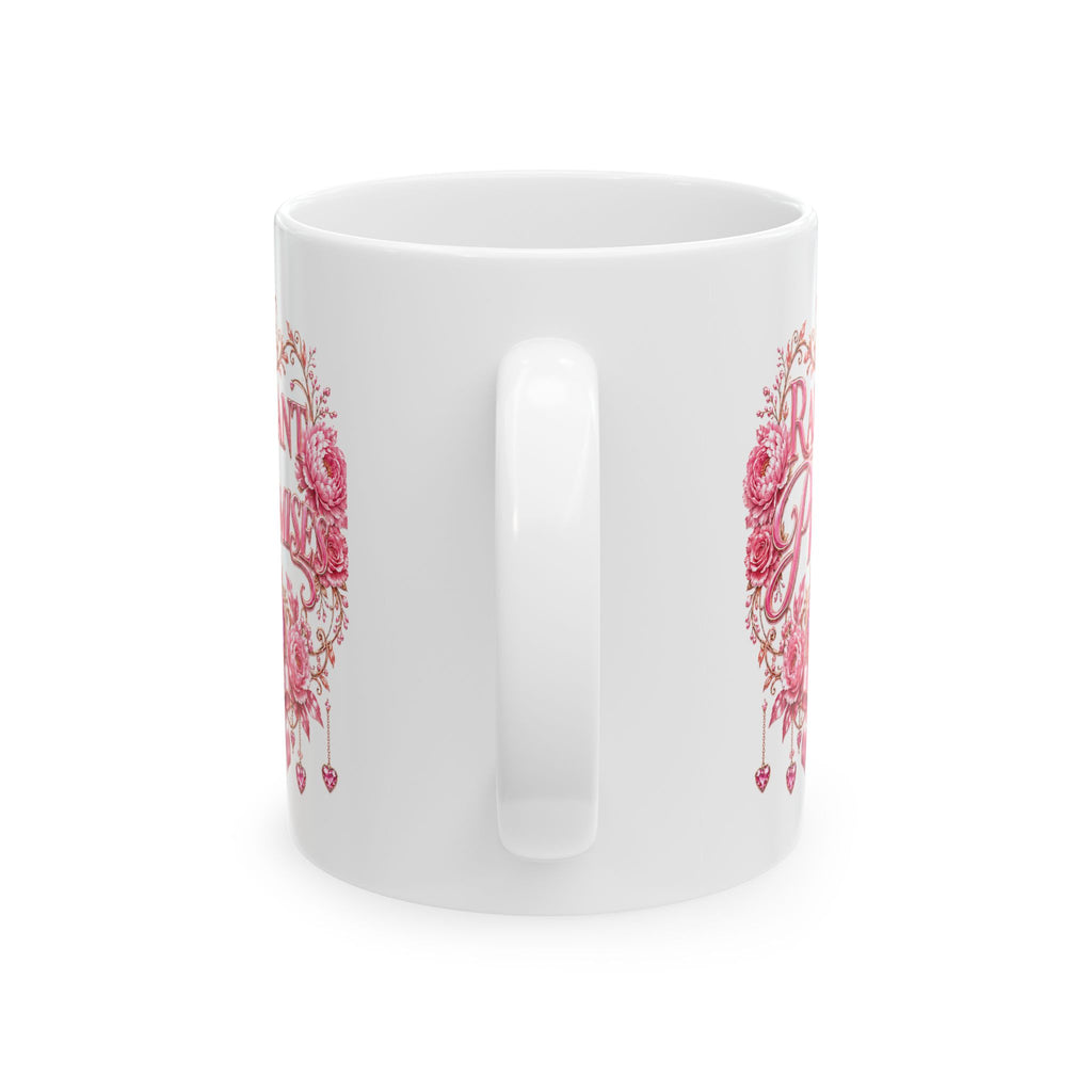 Floral Heart Ceramic Mug – Romantic Pink Rose Coffee Cup (11oz & 15oz)