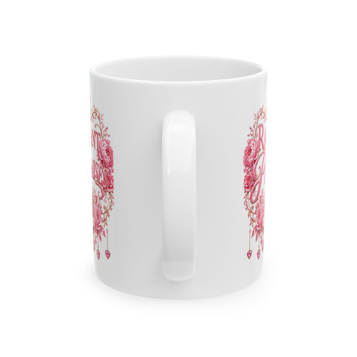 Floral Heart Ceramic Mug – Romantic Pink Rose Coffee Cup (11oz & 15oz)