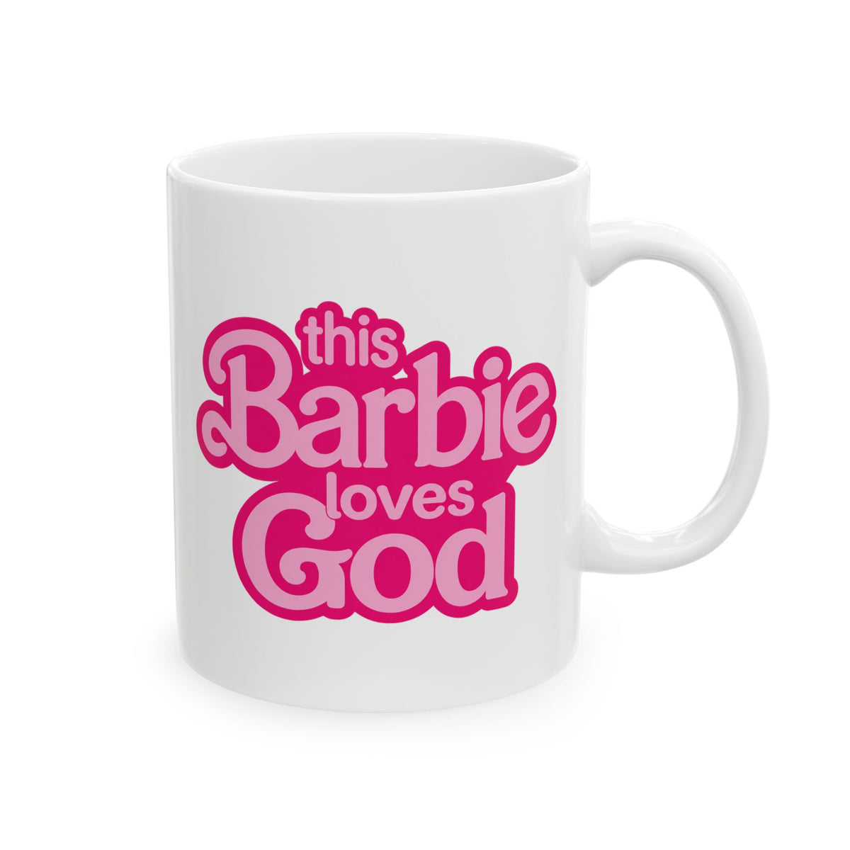 Barbie Vibes Ceramic Mug – Pink Retro Logo Coffee Cup (11oz & 15oz)