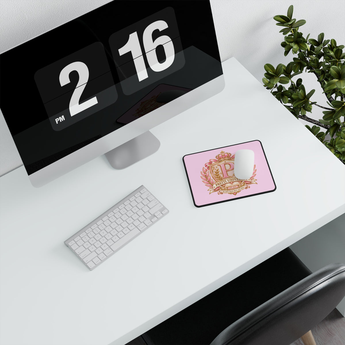 Pretti University Pink Crest Mouse Pad — Non‑Slip Gaming/Desk Pad