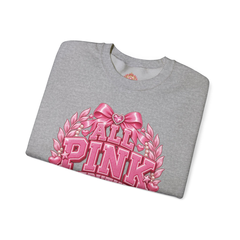 All Pink Everything Crewneck Sweatshirt – Pink Collegiate College Girl Pullover, Preppy Girly Sweatshirt