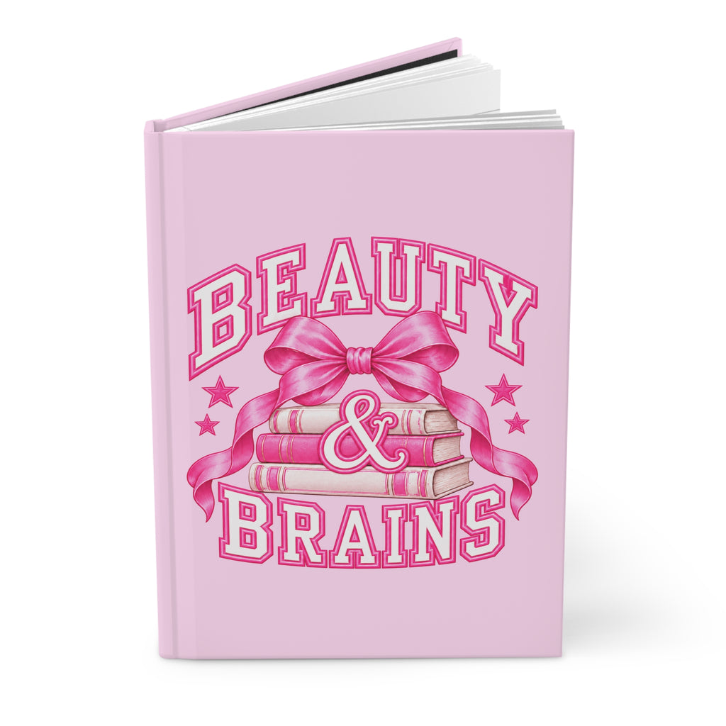Beauty & Brains Hardcover Journal — Pink Lined Notebook for Students & Feminists