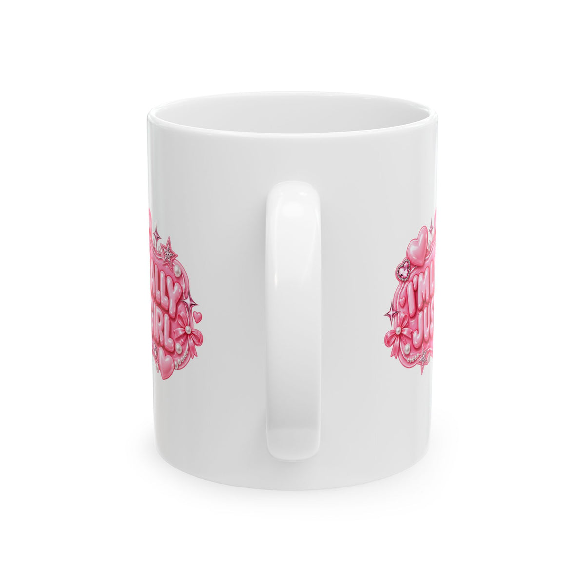 I'm Literally Just A Girl -  Ceramic Mug — Pink Heart, Sparkle and Bows Coffee Cup (11oz & 15oz)