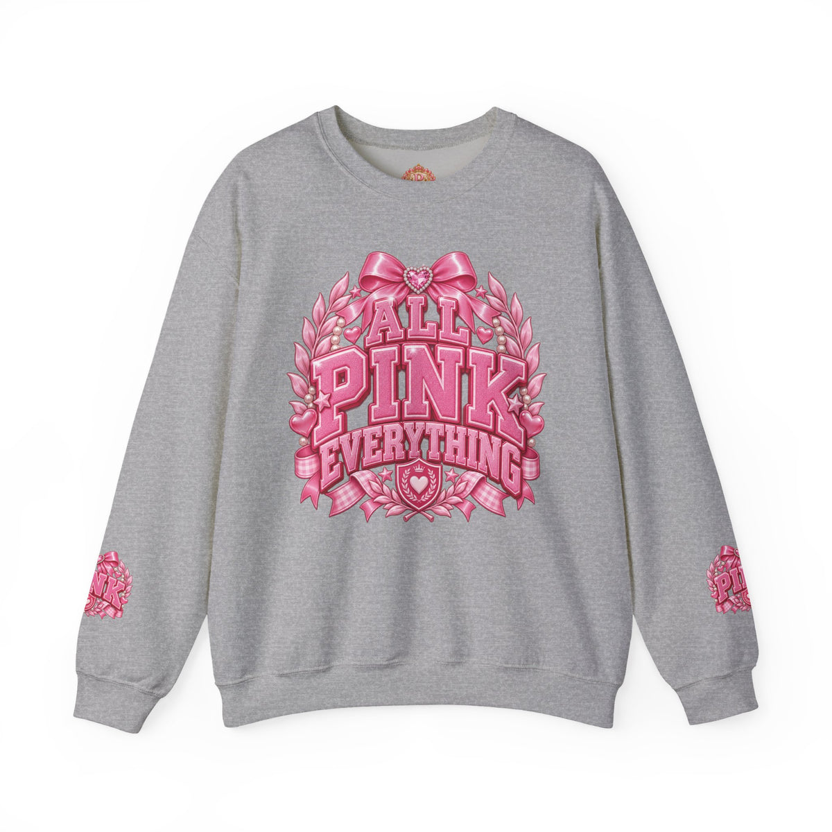 All Pink Everything Crewneck Sweatshirt – Pink Collegiate College Girl Pullover, Preppy Girly Sweatshirt