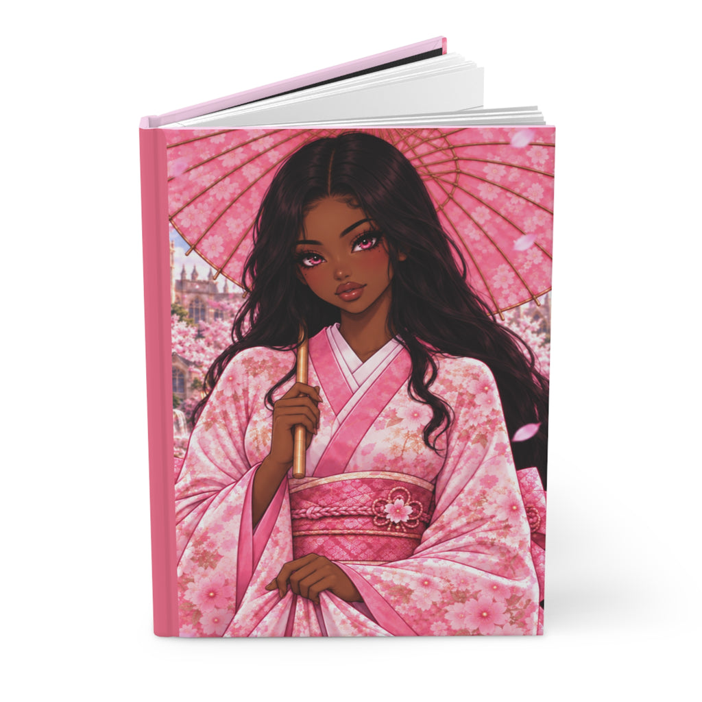 Pink Sakura Girl Hardcover Journal – Feminine Cherry Blossom Notebook | Pretti University Aesthetic