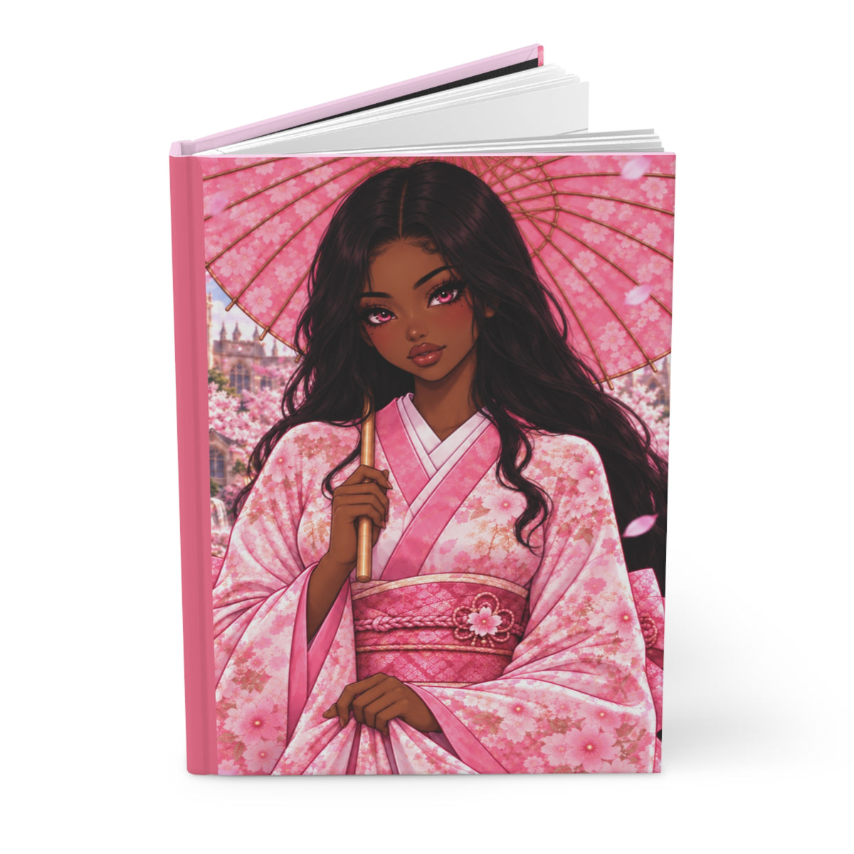 Pink Sakura Girl Hardcover Journal – Feminine Cherry Blossom Notebook | Pretti University Aesthetic