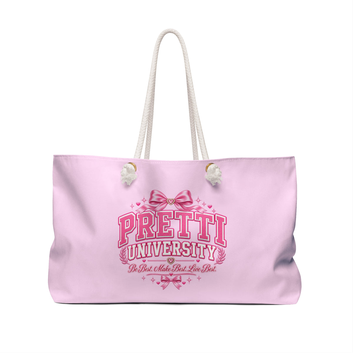 Pretti University Pink Weekender Bag — Large Cute Travel Tote