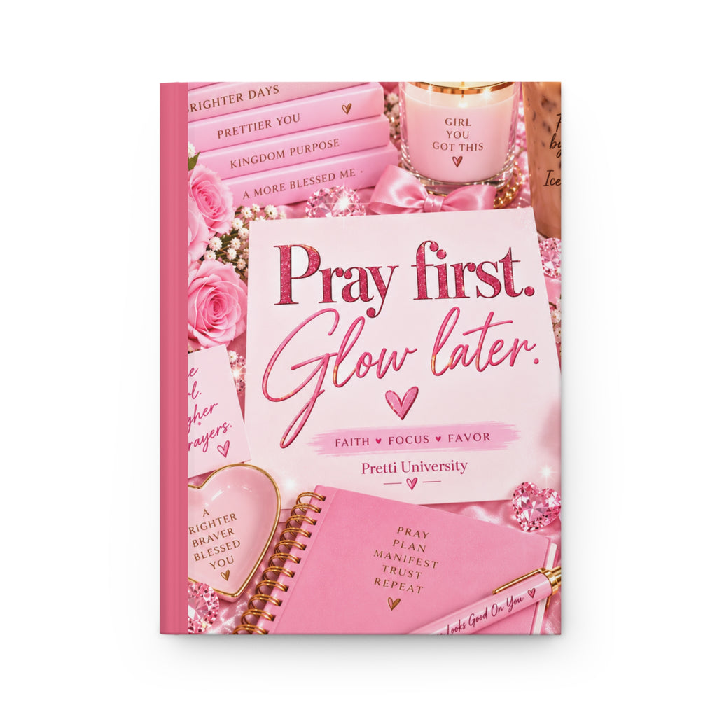 Pray First, Glow Later Hardcover Journal – Pink Christian Prayer & Faith Notebook