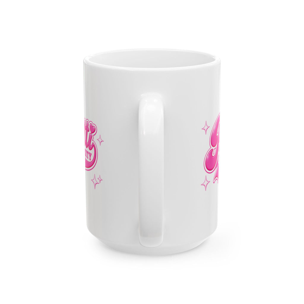Pink Retro 'Pretty' Ceramic Mug (11oz & 15oz)