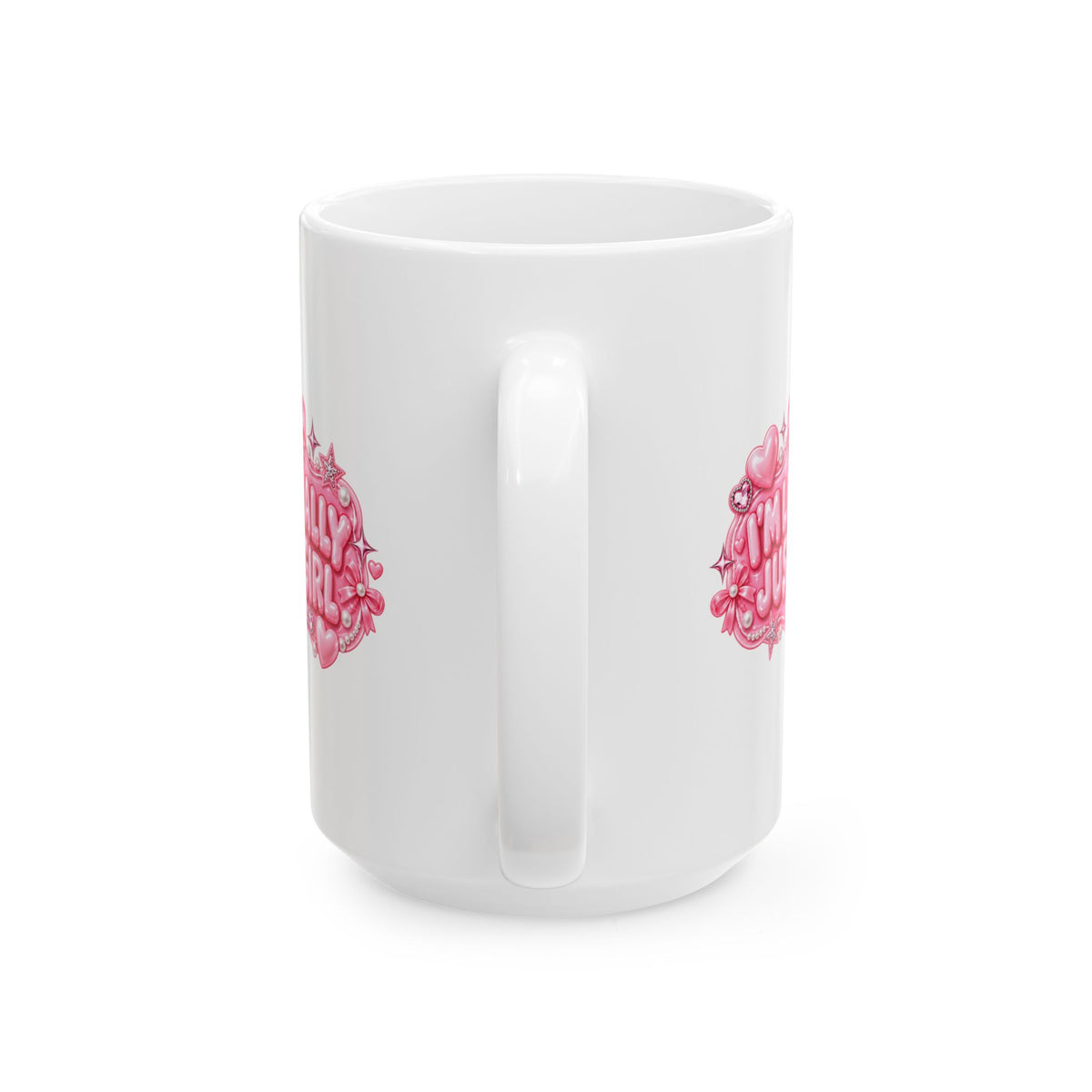 I'm Literally Just A Girl -  Ceramic Mug — Pink Heart, Sparkle and Bows Coffee Cup (11oz & 15oz)