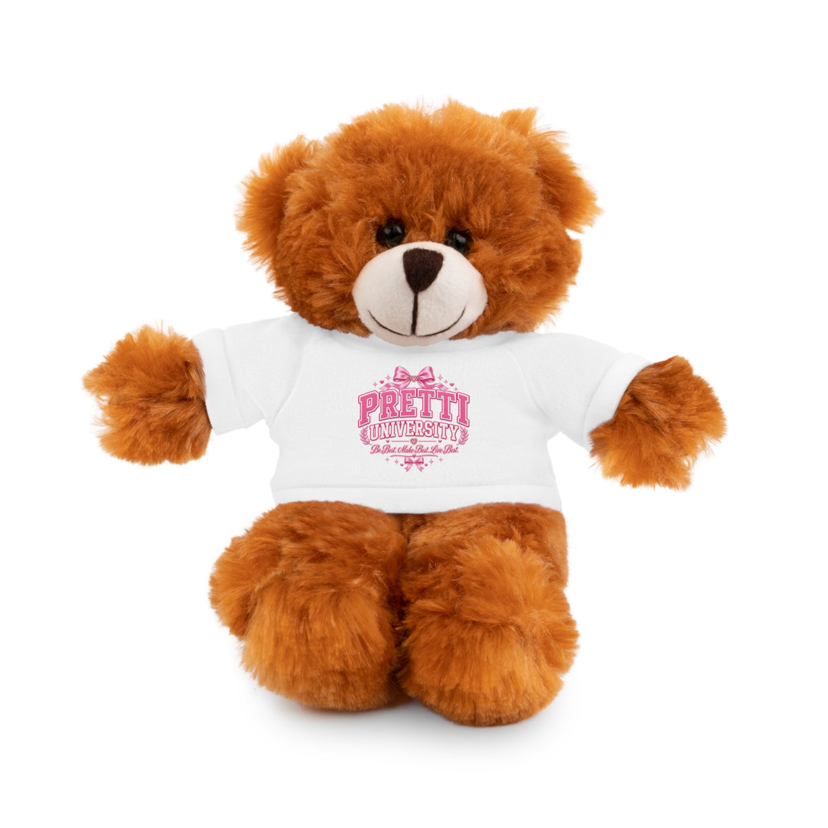 Plush Teddy Bear with 'Pretty' Pink Tee — Cute Gift for Kids & Valentine’s