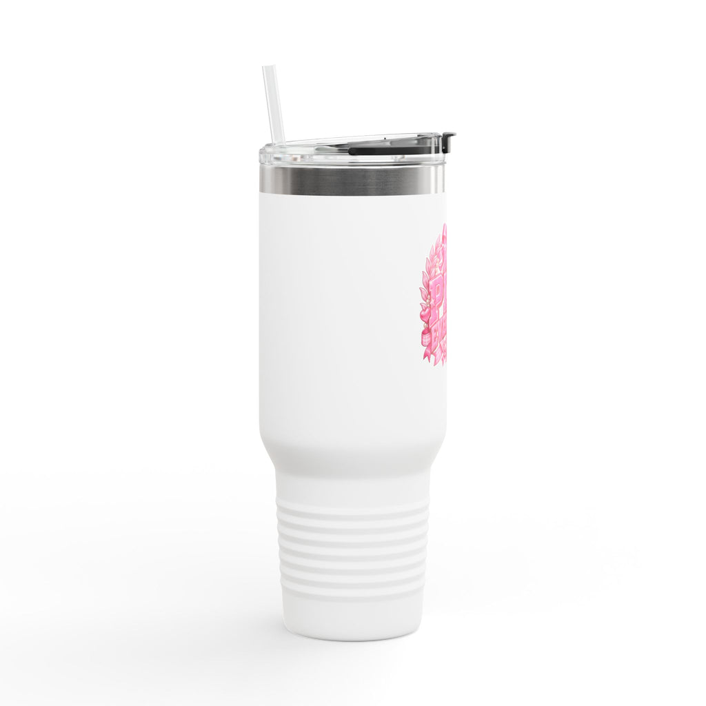 All Pink Everything 40 oz Tumbler – Pink Collegiate Travel Mug with Handle & Straw, Preppy College Girl Cup
