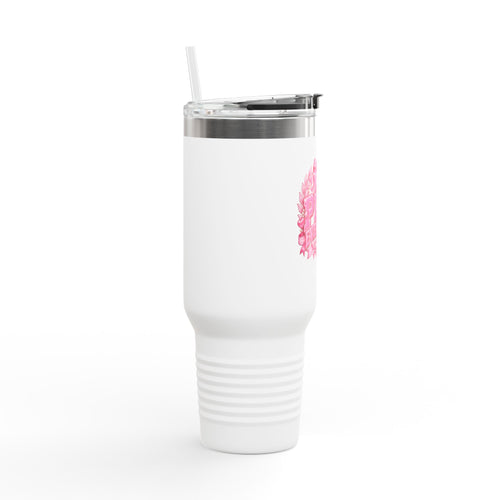 All Pink Everything 40 oz Tumbler – Pink Collegiate Travel Mug with Handle & Straw, Preppy College Girl Cup