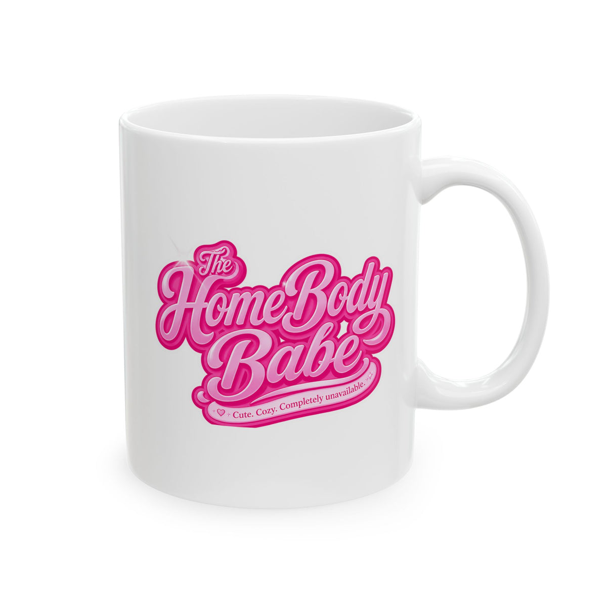 Ceramic Mug - Cute 'The Home Body' Pink Design (11oz, 15oz)