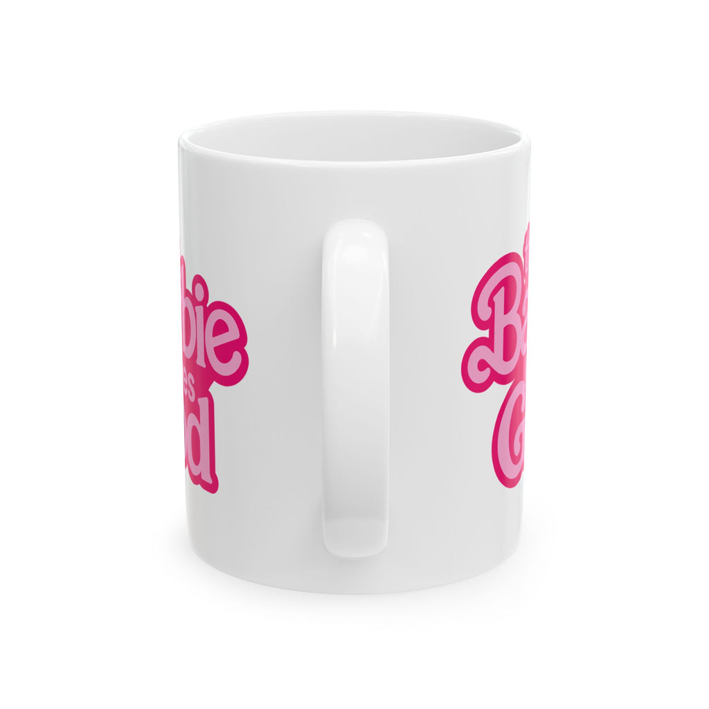 Barbie Vibes Ceramic Mug – Pink Retro Logo Coffee Cup (11oz & 15oz)