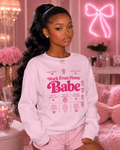 Work From Home Babe Crewneck Sweatshirt — Pink Cozy Remote Work Pullover