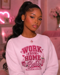 Work From Home Babe Crewneck Sweatshirt — Cute Pink WFH Cozy Pullover