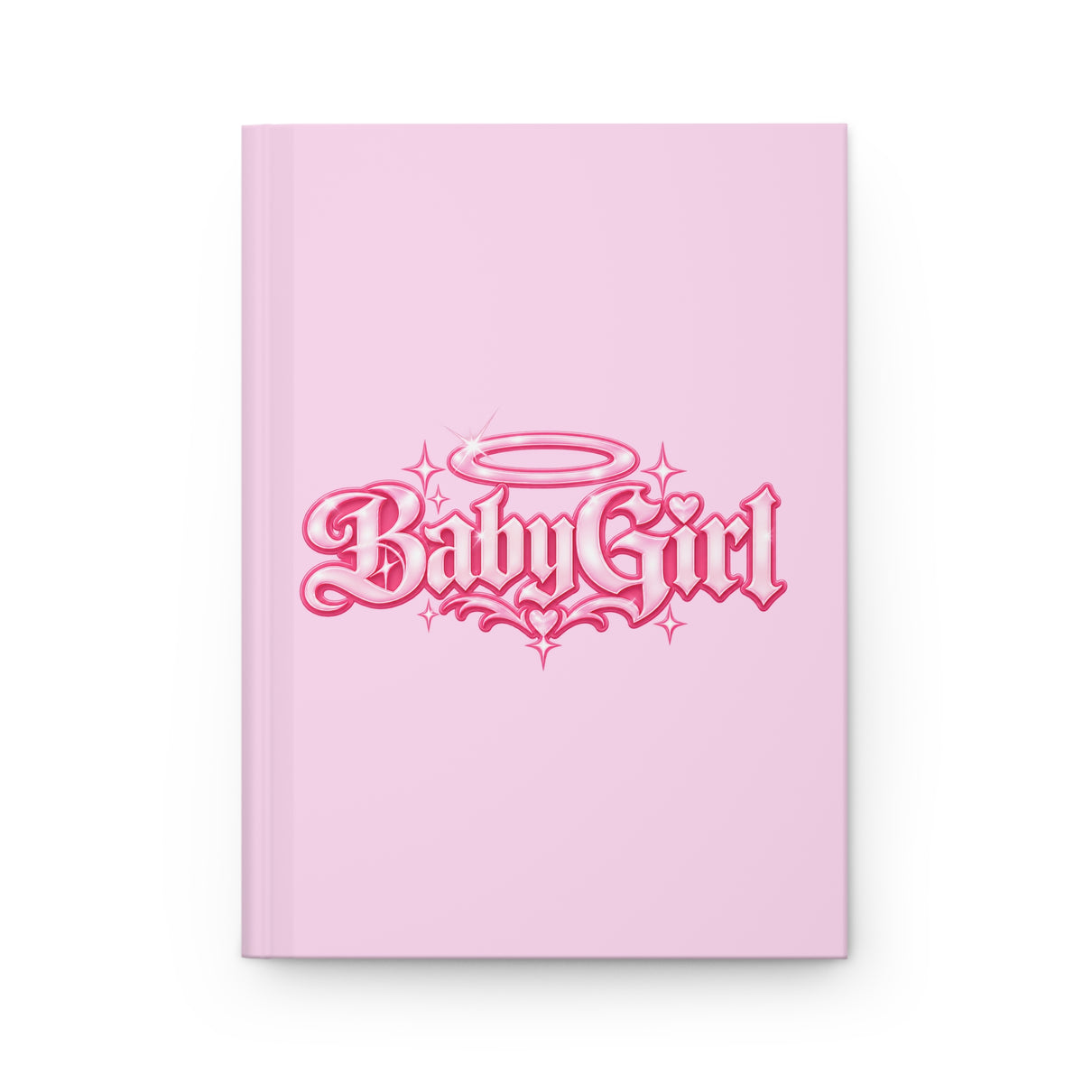 Baby Girl Hardcover Journal — Pink Lined Notebook with Angel Halo Design