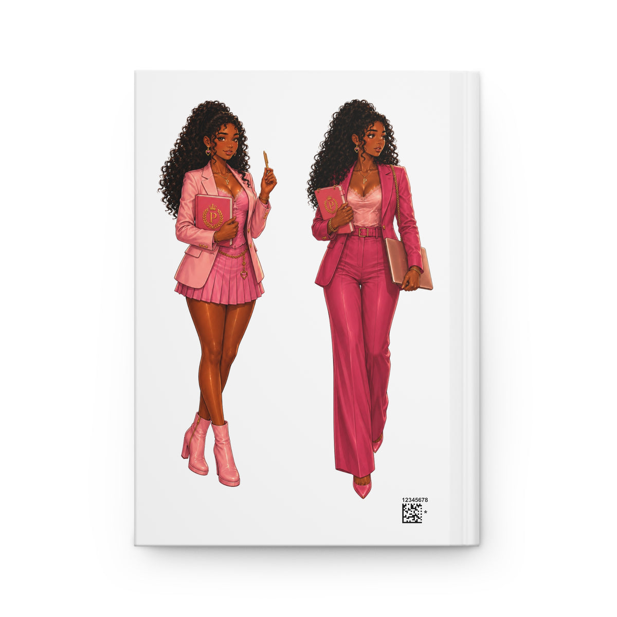 Pink Power Hardcover Journal — Stylish Black Girl Boss, Comic Book Girl Notebook for Notes & Planning