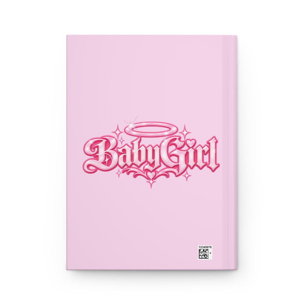 Baby Girl Hardcover Journal — Pink Lined Notebook with Angel Halo Design