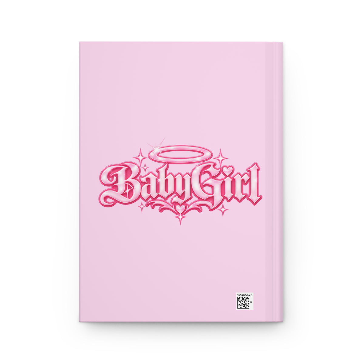 Baby Girl Hardcover Journal — Pink Lined Notebook with Angel Halo Design