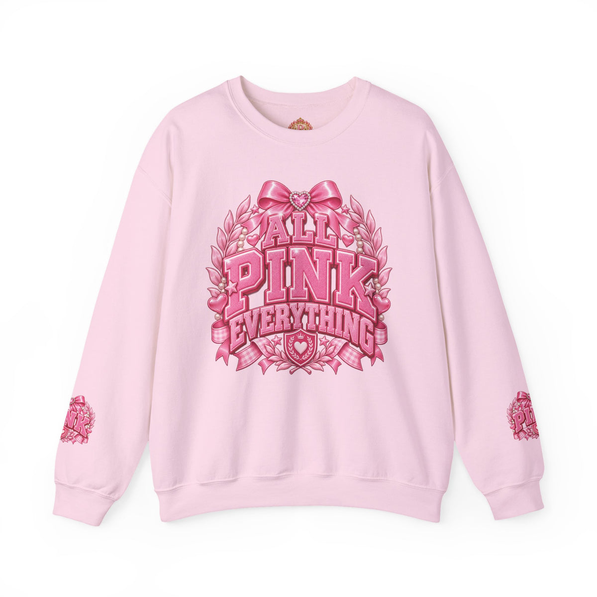 All Pink Everything Crewneck Sweatshirt – Pink Collegiate College Girl Pullover, Preppy Girly Sweatshirt