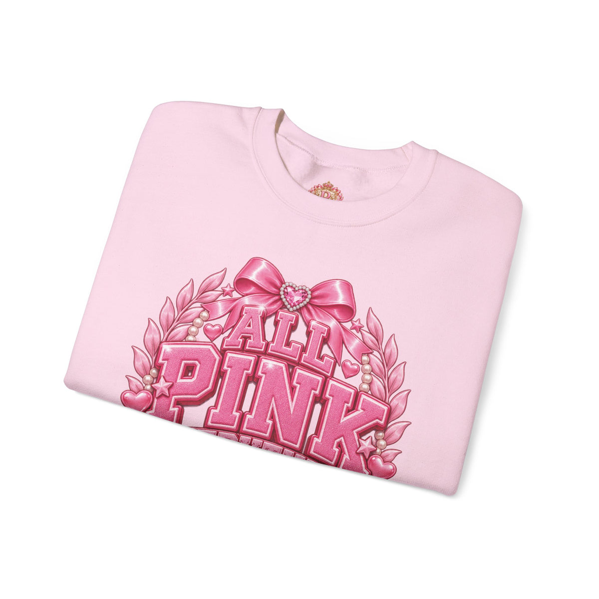 All Pink Everything Crewneck Sweatshirt – Pink Collegiate College Girl Pullover, Preppy Girly Sweatshirt