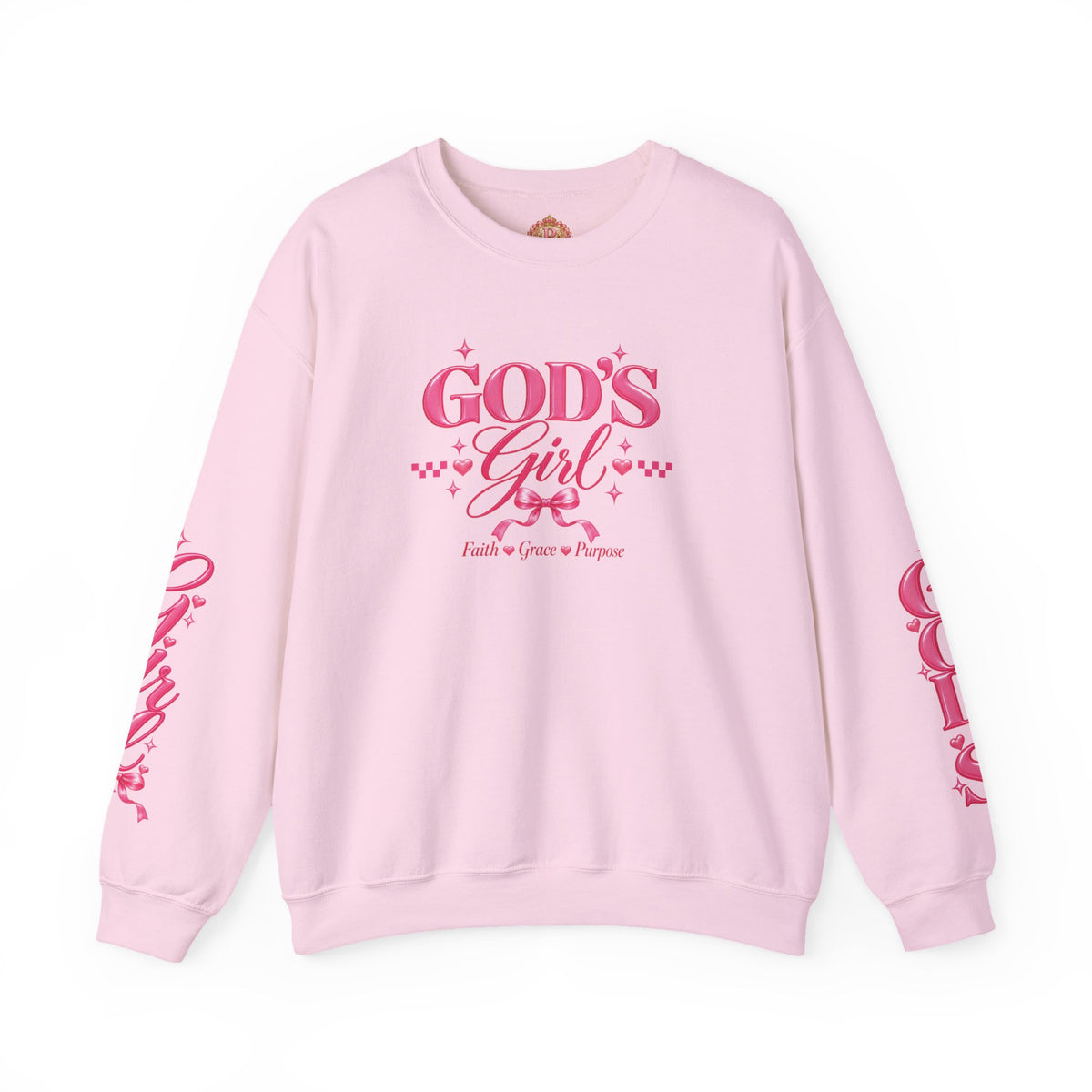 God’s Girl Christian Crewneck Sweatshirt – Pink Faith, Grace & Purpose Pullover