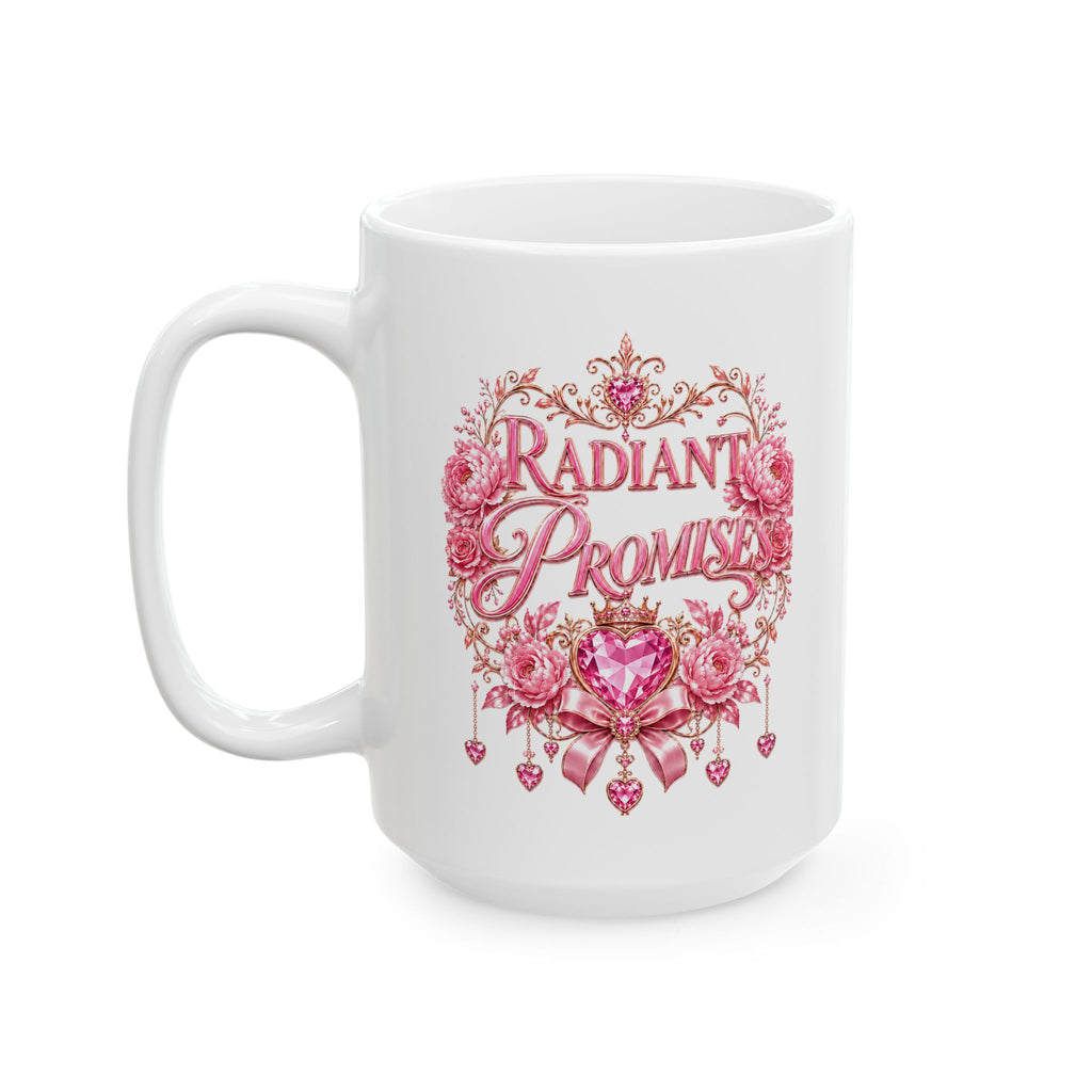 Floral Heart Ceramic Mug – Romantic Pink Rose Coffee Cup (11oz & 15oz)