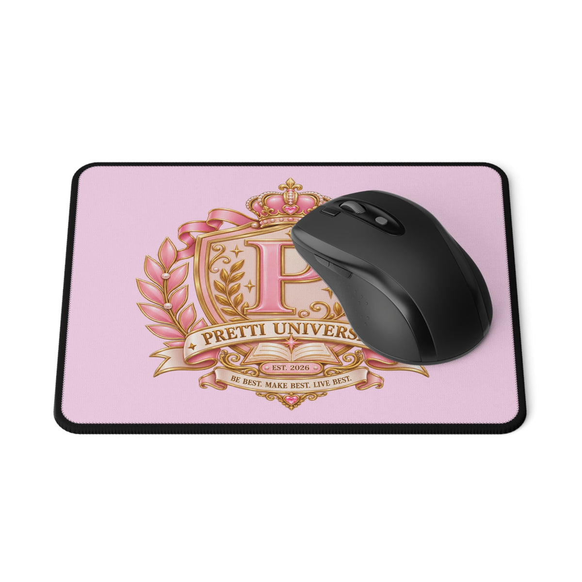 Pretti University Pink Crest Mouse Pad — Non‑Slip Gaming/Desk Pad