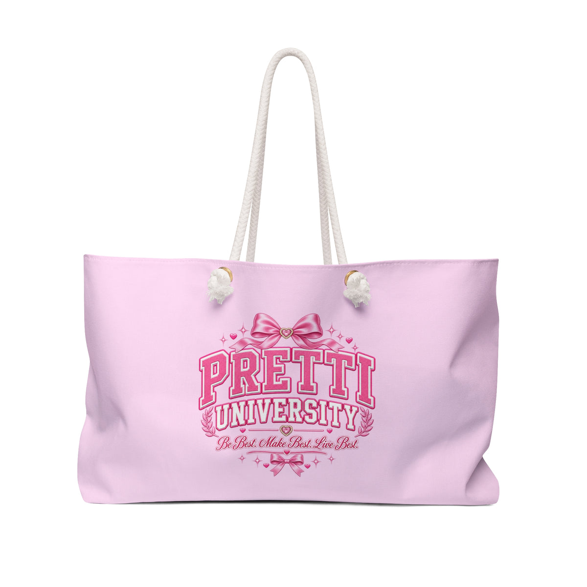Pretti University Pink Weekender Bag — Large Cute Travel Tote