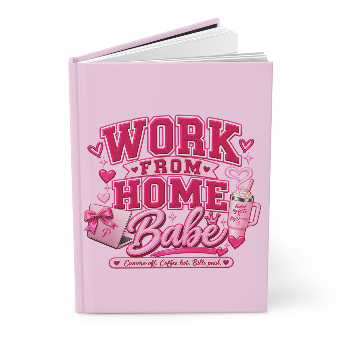 Work From Home - Pink Crest Hardcover Journal