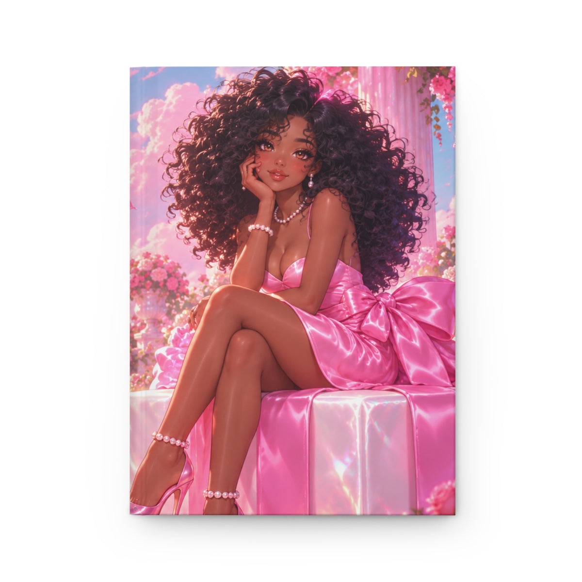 Pretty in Pink Hardcover Journal – Curly Girl Glam Notebook | Pretti University Aesthetic