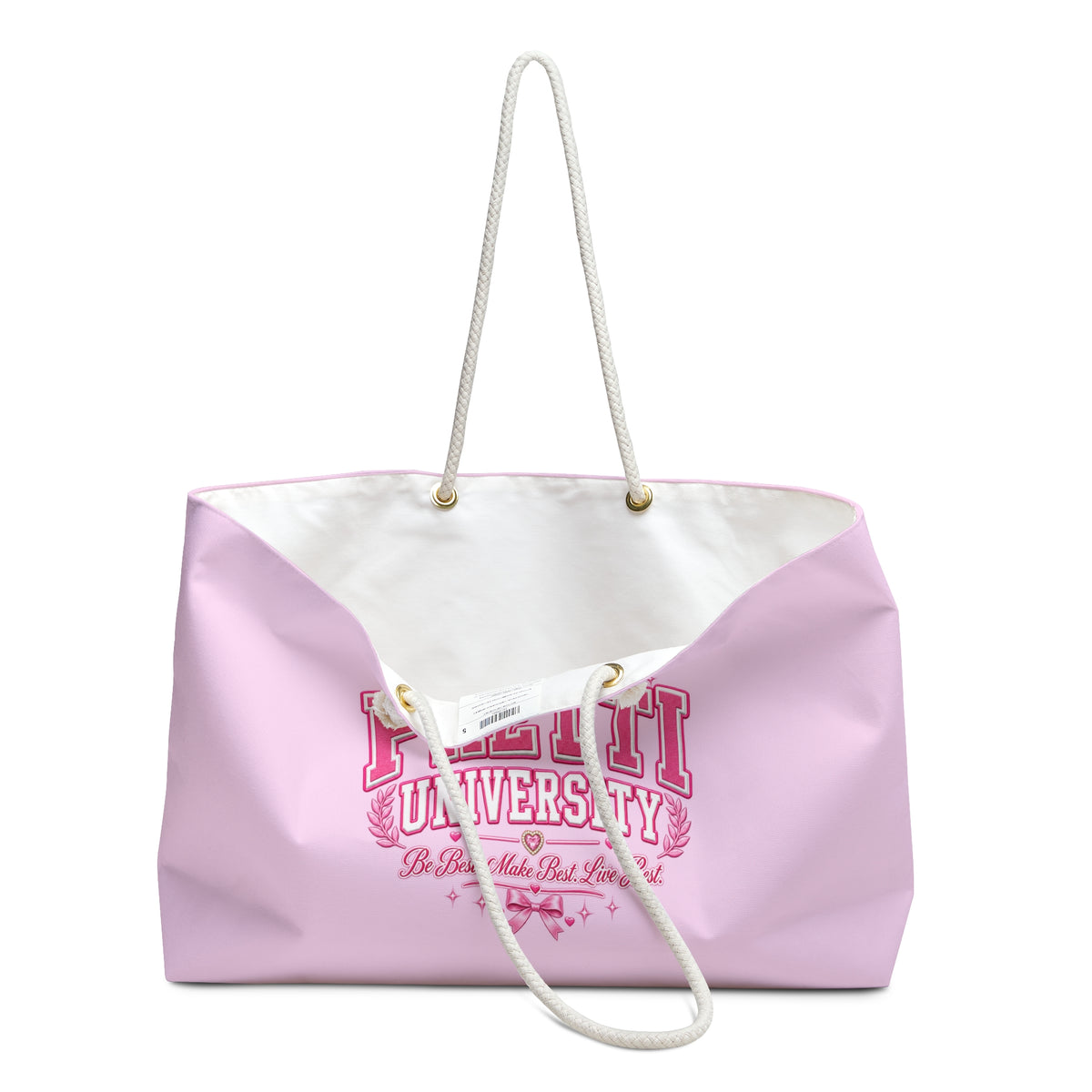 Pretti University Pink Weekender Bag — Large Cute Travel Tote