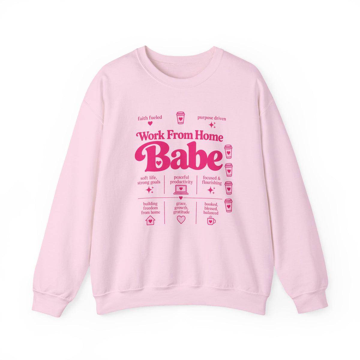 Work From Home Babe Crewneck Sweatshirt — Pink Cozy Remote Work Pullover